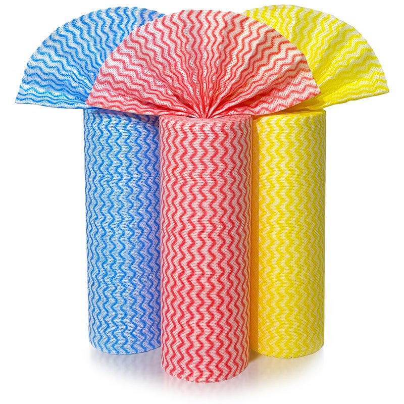 GLL Disposable Cleaning Cloths Wipe Roll, Dish Wash Cloths, Cleaning Washcloth Towel for Kitchen Bathroom Furniture and Car (Pack of 3-Rolls, 150-Sheets Total) - Image 1